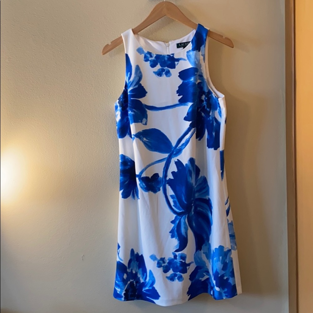 Ralph Lauren white dress with Blue floral print